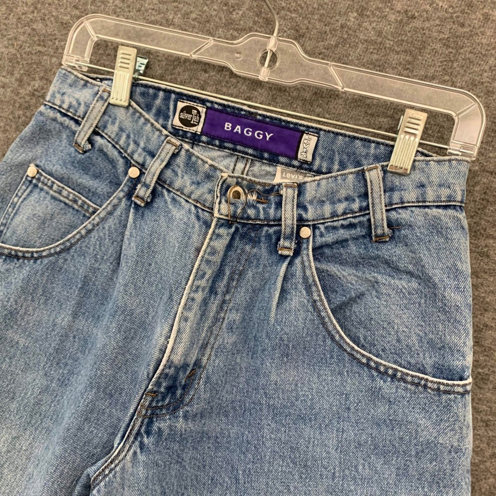 VTG 90s Levis SilverTab Baggy Jeans Women's 28x29 Light Wash Blue Denim Skater